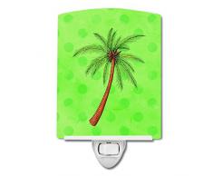 Carolines Treasures Nachtlicht aus Keramik, Motiv: Palme, grün, gepunktet, 15,2 x 10,2 cm, Mehrfarbig