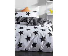 EnLora Home Bettwäscheset für Doppelbett, Schwarz, Weiß, 220 x 220 cm, 2 Stück