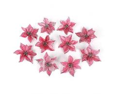 Weihnachtsstern-Ornamente, Weihnachtsstern, künstliche Hochzeit, Weihnachtsbaum, Dekoration für Urlaub, Hochzeit, Party, 10 Stück 10 * 13cm Rose