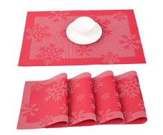 Lvydec Platzset für Esstisch, weihnachtliches Design, hitzebeständig, PVC, 4 Stück Snowflake