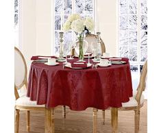newbridge Barcelona Tischdecken, bügelfrei, schmutzabweisend, Damast, Polyester-Mischgewebe, burgunderfarben, 90 Round
