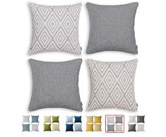 HPUK Set mit 4 dekorativen Kissenbezügen, geometrisches Design, Kissenbezüge für Couch, Sofa, Bett, Auto, 43,2 x 43,2 cm 17 x 17 grau