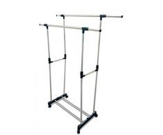 The Decor Hut Kleiderständer mit 2 Rollen, stabil, einfache Montage, silberfarben