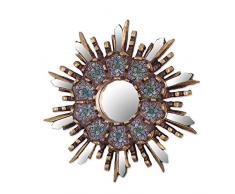 NOVICA 302211 Cuzco Wiese Wandspiegel aus Holz und Rückseite lackiertes Glas metallisch