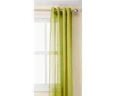 Deconovo Leinenoptik Ösenvorhänge zum Verschließen von Glastüren, 132 x 213 cm, Grün