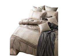 Luxus Vintage Solid Bettbezug Set, im europäischen Stil Hochzeit Bettwäsche Quilt Set mit Pinch Falte mit Biesen Design und glatte gewaschen Seide, Baumwolle, Hotel Qualität Premium Betten Set by fashionstreets, baumwolle, beige, King(90x104)