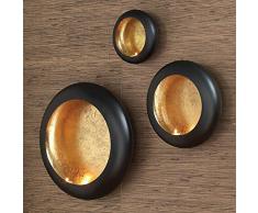 Global Views Teelichthalter Harvest Moon, klein, schwarz/Gold
