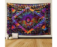 (Bleum Zeder Baum Wandteppich für Psychedelic Forest Tapisserie Bohemian Mandala Hippie mit Vögel Wand für Schlafzimmer Wohnzimmer Wohnheim 59.1X59.1 violett
