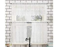 Nr. 918 Joy Classic Lace Küchengardine, 1 Paar Valance 60 x 36 Tiers elfenbeinfarben