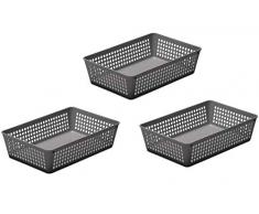 Ybmhome Kunststoff-Aufbewahrungskorb für Büroschublade, Regal, Schreibtisch, Schubladen, Küche, Speisekammer oder Arbeitsplatte – Mülleimer für Büro, Zuhause und Schule, Klassenzimmer grau