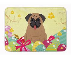 Carolines Treasures Fußmatte, Ostereier, Mops, braun, maschinenwaschbar, Memory-Schaumstoff, Mehrfarbig