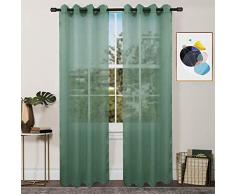 FY FIBER HOUSE Vorhänge aus Leinen, durchscheinend 54 W X 95 L grün