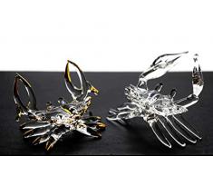 ChangThai Design 2 Stück Aquarium Kristallglas Krabben Handschale Glas Puppenhaus Miniatur-Dekoration