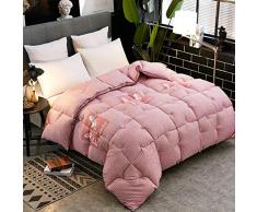 Mano Ganzjahresdecke für Zwillingssaison mit rosa Federdaunen, Alternative gesteppt, weiche Wendebettwäsche, Box genäht, freistehend, Bettdecke Twin Rose