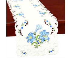 Simhomsen Stickerei Calla Lily Flower Tischläufer für Ostern, Urlaub, Frühling oder Hochzeit Blumendekoration, Kommode Schal 14 x 35 inches blau