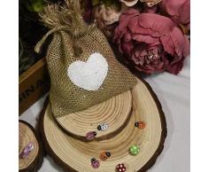 CTY Craft Geschenktüten aus Jute mit Herz-Motiv, rustikal, Weiß, 25 Stück