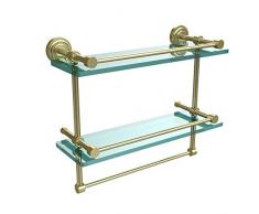 Allied Messing dt-2tb/16-gal-sbr 40,6 cm Galerie Doppel Glas Regal mit Handtuchhalter Bar, Satin Messing