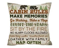 Nordic Retro Holz Rules Baumwolle Leinen Quadratisch Überwurf Taille Kissen Fall dekorative Kissenhülle Kissenbezug Sofa 45,7 x 45,7 cm, Baumwoll-Leinen, 4, 18x18