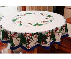 MZPRIDE Niedliche Schneemann Weihnachten Tischdecke Kiefer Baum Weihnachten Tischdecken 60(152cm)-Round