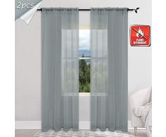 KEQIAOSUOCAI 2 Panels Flammenhemmende Sheer Gardinen für Krankenhaus, Büro, Schule, Kinderzimmer Modern 52x95 grau