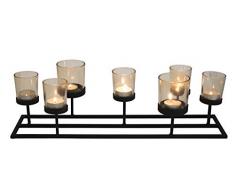 Transpac Glass Clear Seasonal Tealight Holder Set Teelichthalter, farblos