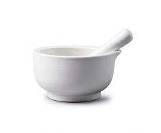 WM Bartleet & Sons 1750 T200 Traditioneller Mörser & Stößel, Kräuter- und Gewürzmühle aus Porzellan, 14 cm, weiß