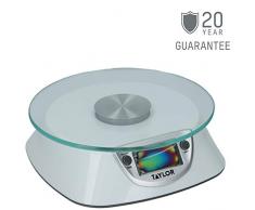 Taylor TYSCALE5PLAT Digitale Küchenwaage mit Glasplattform in Geschenkbox, plastik