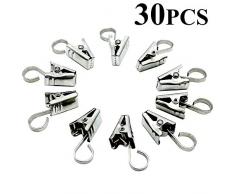 Edelstahl Vorhang Haken Clips, Deko-Clips mit Haken für Hängende Vorhang, Fotos, Lichterkette, Home und Party Dekoration (30 Stück)