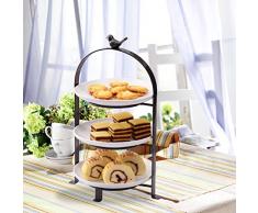 sparkworks abgestuftes Kuchen Server – Sie bittein beiden zu Warenkorb Knopf zu erhalten, die komplett-Set, einschließlich 1 Metall Ständer und 3 Weiß Teller