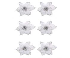 Fitlyiee 6 Stück Wiederverwendbare Weihnachtsstern Blumen Ornamente Exquisite Künstliche Weihnachtsstern Blume für Festival-Dekoration weiß