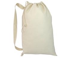 Jumbuzz Wäschesack mit Kordelzug und Schultergurten aus schwerem Segeltuch für Haus, College Large - 22 W x 33 H Natur