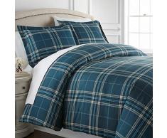 Southshore Fine Living, Inc. Premium Qualität Oversize 3-teiliges Schmusetuch Set Landhausstil Full/Queen Vilano Plaid Blue