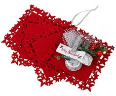 Mopec Set mit 4 Untersetzern, Beißring, 2 Turinen, Karte Frohe Weihnachten, Rot, Einheitsgröße 4