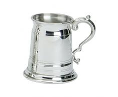 Edwin Blyde & Co Old London Style 1/2 Pint Bierkrug mit massivem Metall Basis – Körper konisch Oben mit Zwei Linien und kunstvoller Georgischer Griff, Zinn