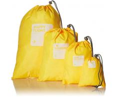 4 Stück Wasserdichte Reise Tasche mit Kordelzug Schuh Wäsche Unterwäsche Make-up Tasche für gelb