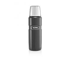 Kleine King Thermos®-Kanne grau, aus Edelstahl, hält heiß oder kalt, 470 ml