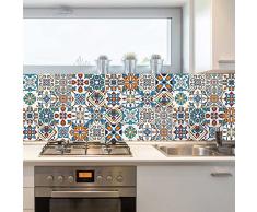 RoyalWallSkins Fliesenaufkleber 10,2 x 10,2 cm – Set von 16 – Selbstklebende Fliesenaufkleber zum Abziehen und Aufkleben für Backsplash Badezimmer Küche Zuhause Motril Tad170323