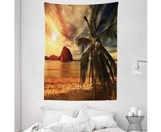 Ambesonne Home Collection, Sommer Landschaften Wasserfall Blooming Blumen lila Sunshine Natur Paradise Polyester-Bild,-Badezimmer Dusche Vorhang, 213,4 cm Extra Lang, Rot gelb Grün