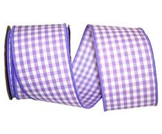 Reliant Ribbon 7101M-051-40F Gingham Check Wired Edge Band, orchidee, 2-1/2 Inch X 10 Yards
