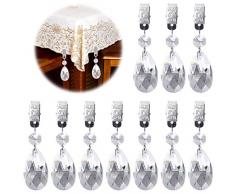 Keadic 10 Stück 5 Arten von Kristallglas Tropfenform Prismen Anhänger Tischdecke Gewichte Set mit Metallclip Perfekt für Gartenparty Schweres Outdoor Picknick Hochzeit Buffets Tischdecken Netzartiger Kristall farblos
