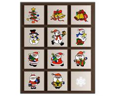 StyleZ Fensteraufkleber, Weihnachtsmann, Schneemann, Weihnachtsbaum, Schneeflocke, Zuckerstange etc. 12 Stück
