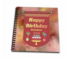 3dRose DB 186391 _ 2 Happy Birthday Grandson Banner, Kuchen mit Geschenke und Luftballons Memory Book, 30,5 x 30,5 cm