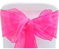 SF New 50 Stück Stuhl Deko Organza Schärpen Schleife für Hochzeit Veranstaltungen Banquet Home Kitchen Dekoration Fuchsia