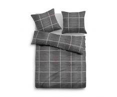 TOM TAILOR 0009877 Flanell Bettwäsche Garnitur mit Kopfkissenbezug (Baumwolle) 1x 155x220 cm + 1x 80x80 cm, hellgrau