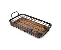 Elements Tablett aus Holz, rechteckig, mit Metallbirnen, 43 cm