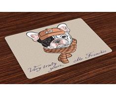 Lunarable Tischsets Sonnenblume, 4 Stück, Blumenbaum, Gänseblümchen, Sonnenblumen, Schmetterlinge, Marienkäfer, Frühling, Fantasie, waschbar, Stoff Tischsets Esszimmer, Küche, Tischdekoration, mehrfarbig, Textil, Multi 13, 12.5 L By 18.5 W