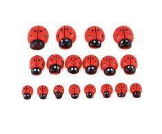 Homeford Firefly Imports Holzfigur, selbstklebend, 3 Größen, 18 Stück, Rot, 2,5 cm