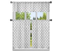 Kensie Küchen-Vorhang und-Etagen, Bedruckt, Silber, 58x15 1pc x 29x36 (2 Piece)