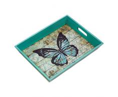 Blau Schmetterling Holz Serviertablett