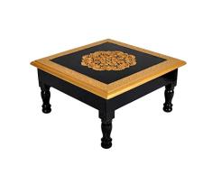 Lalhaveli Quadratischer Beistelltisch aus Holz, niedrige Höhe, kleiner Tisch, Heimdeko, Weihnachten Modern 11 x 11 x 6 Inches schwarz